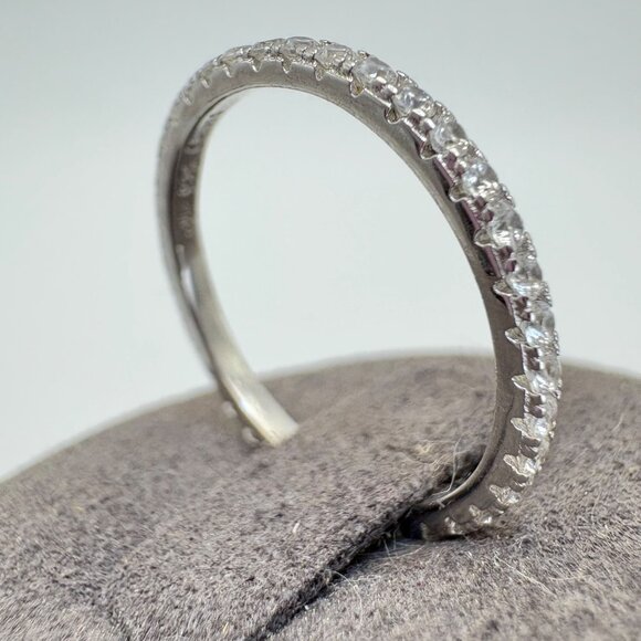 Sterling Silver 925 Cubic Zirconia Eternity Band 2.5mm Stackable Ring Size 7 - Picture 3 of 9